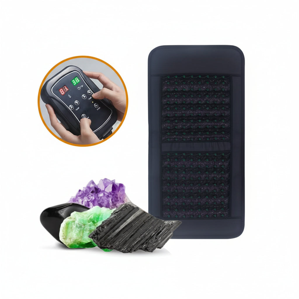 Amethyst & Tourmaline Infrared Heating Mat | 100cm x 50cm | Adjustable PEMF Therapy (3-23Hz) | 660nm Red Light Therapy | Professional Crystal Recovery Pad