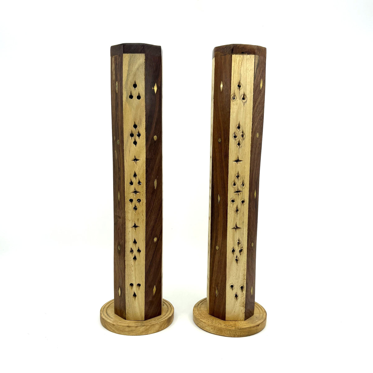 Wooden Vertical Tower Incense Holder | 2 Toned