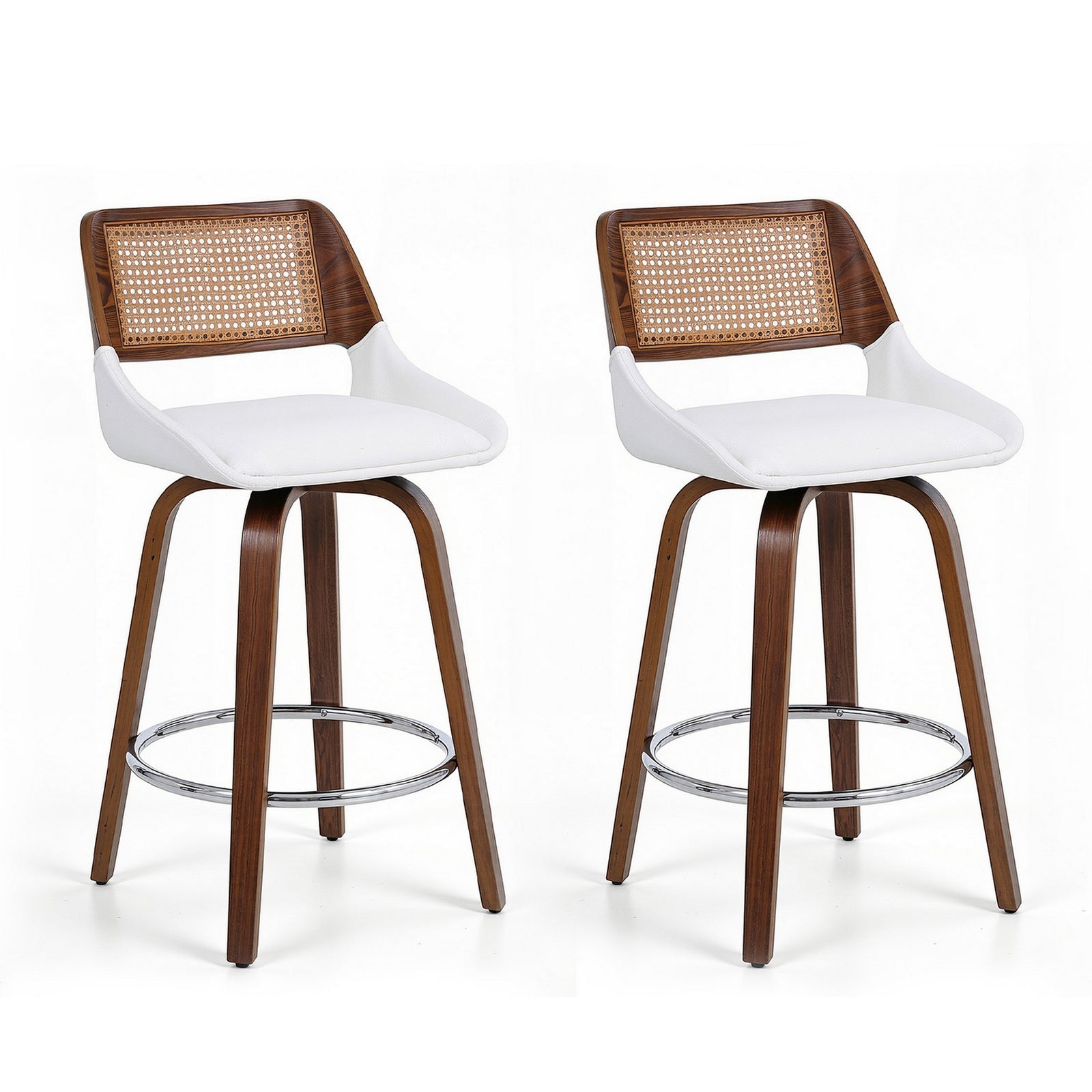 Bar Stools Set of 2 | Swivel | 60cm Seat Height | Wooden Counter Stools
