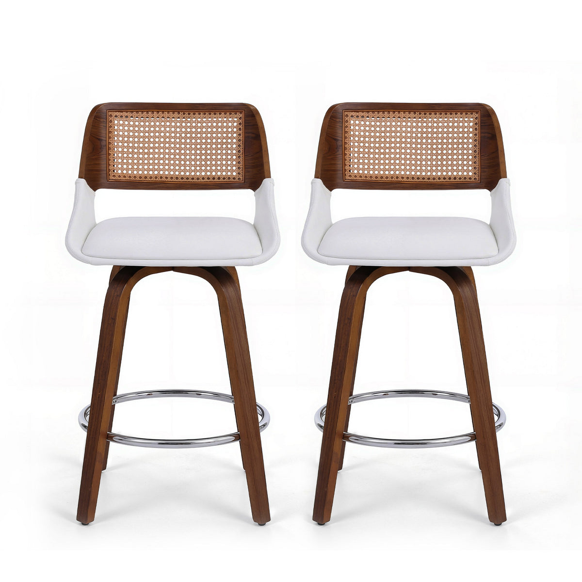 Bar Stools Set of 2 | Swivel | 60cm Seat Height | Wooden Counter Stools