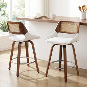 Bar Stools Set of 2 | Swivel | 60cm Seat Height | Wooden Counter Stools