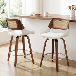 Bar Stools Set of 2 | Swivel | 60cm Seat Height | Wooden Counter Stools