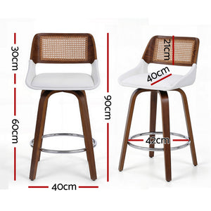 Bar Stools Set of 4 | Swivel | 60cm Seat Height | Wooden Counter Stools