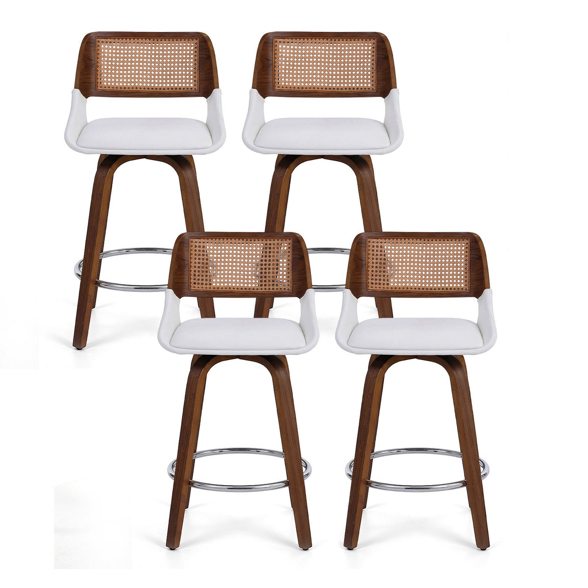 Bar Stools Set of 4 | Swivel | 60cm Seat Height | Wooden Counter Stools