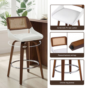 Bar Stools Set of 4 | Swivel | 60cm Seat Height | Wooden Counter Stools