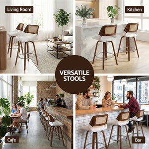 Bar Stools Set of 4 | Swivel | 60cm Seat Height | Wooden Counter Stools