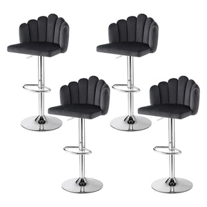 Bar Stools Set 4pc | Adjustable Gas Lift | Velvet | Grey