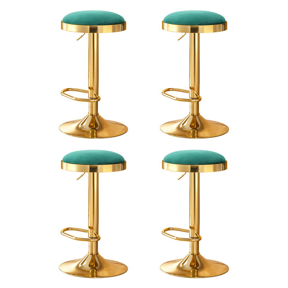 4x Artiss Bar Stools | Kitchen Dining Chairs | Velvet Padded Stool | Green
