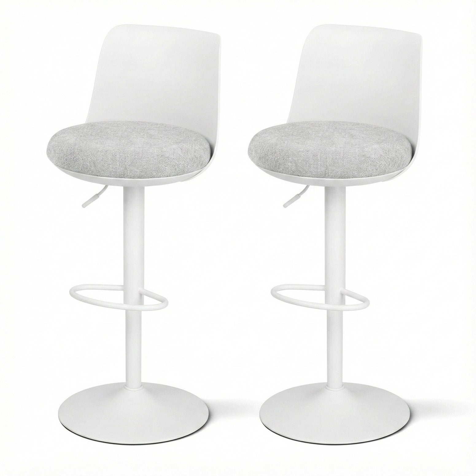 Swivel Bar Stools | 2 Pack | Gas Lift Kitchen Chairs | White