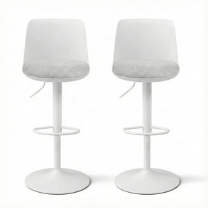 Artiss 2x Bar Stools Kitchen Swivel Gas Lift Counter Dining Chair Curved White