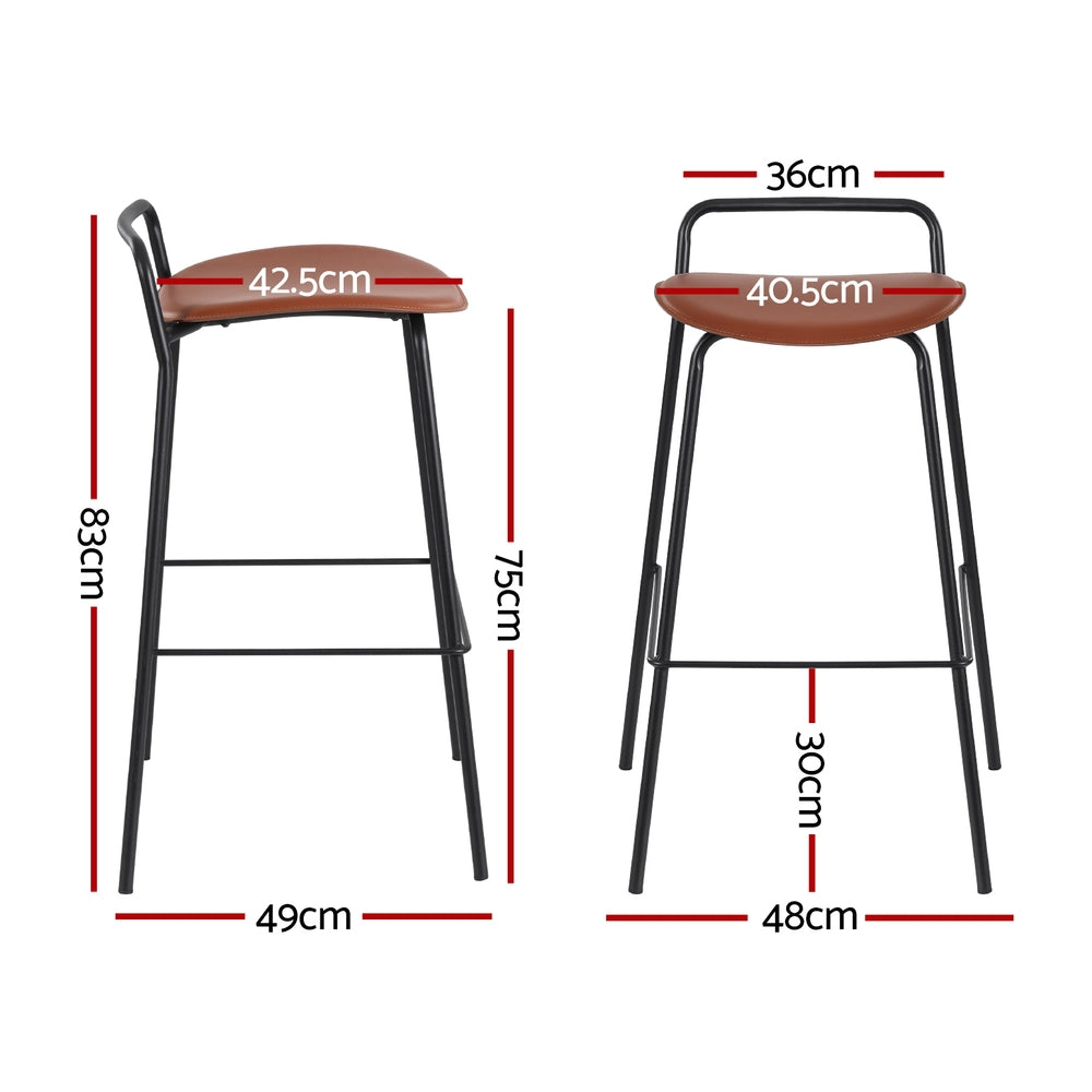 4x Artiss Bar Stools | Kitchen Counter Dining Chairs | Metal | Brown