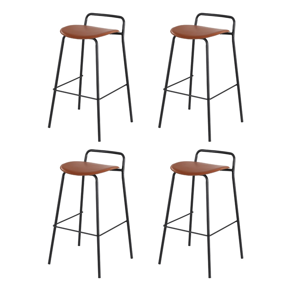 4x Artiss Bar Stools | Kitchen Counter Dining Chairs | Metal | Brown