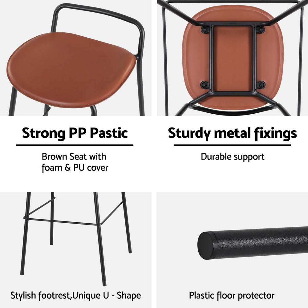 4x Artiss Bar Stools | Kitchen Counter Dining Chairs | Metal | Brown