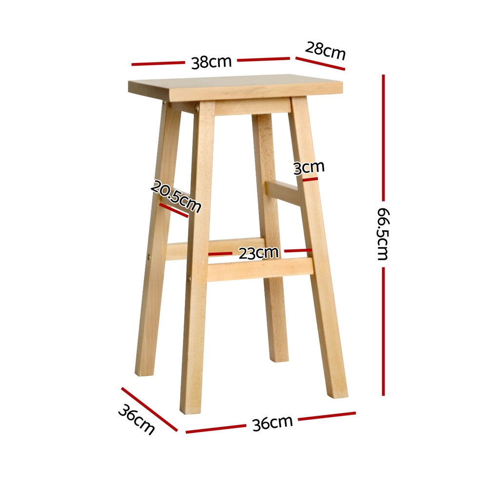 4x Bar Stools | Kitchen Chairs | Wooden | Natural Wood Finish