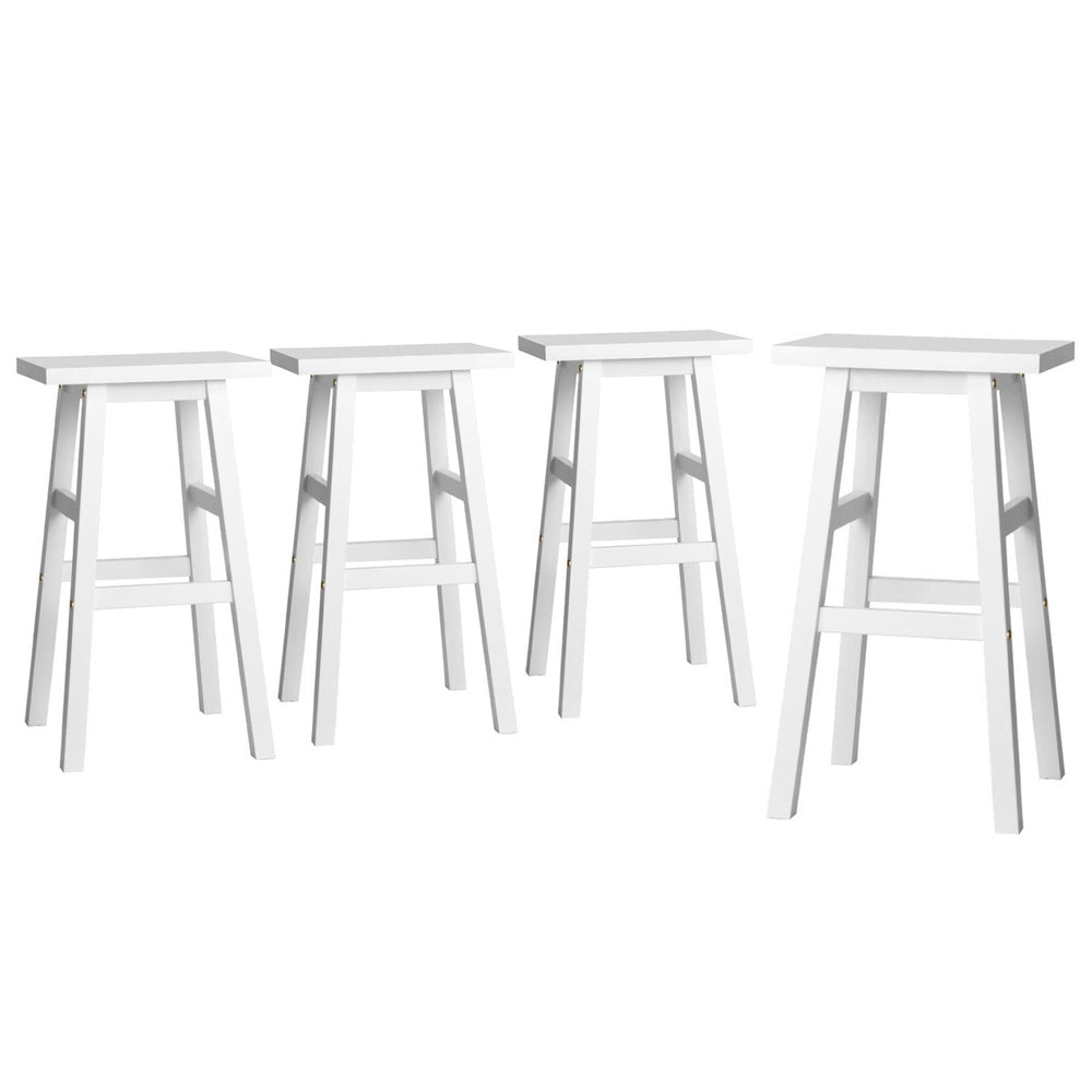 4x Bar Stools | Kitchen Chairs | Wooden | White Finish