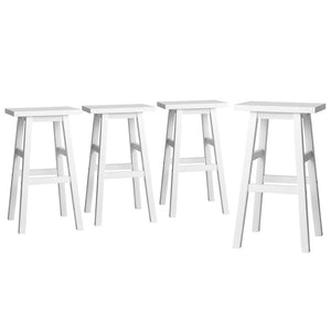 4x Bar Stools | Kitchen Chairs | Wooden | White Finish