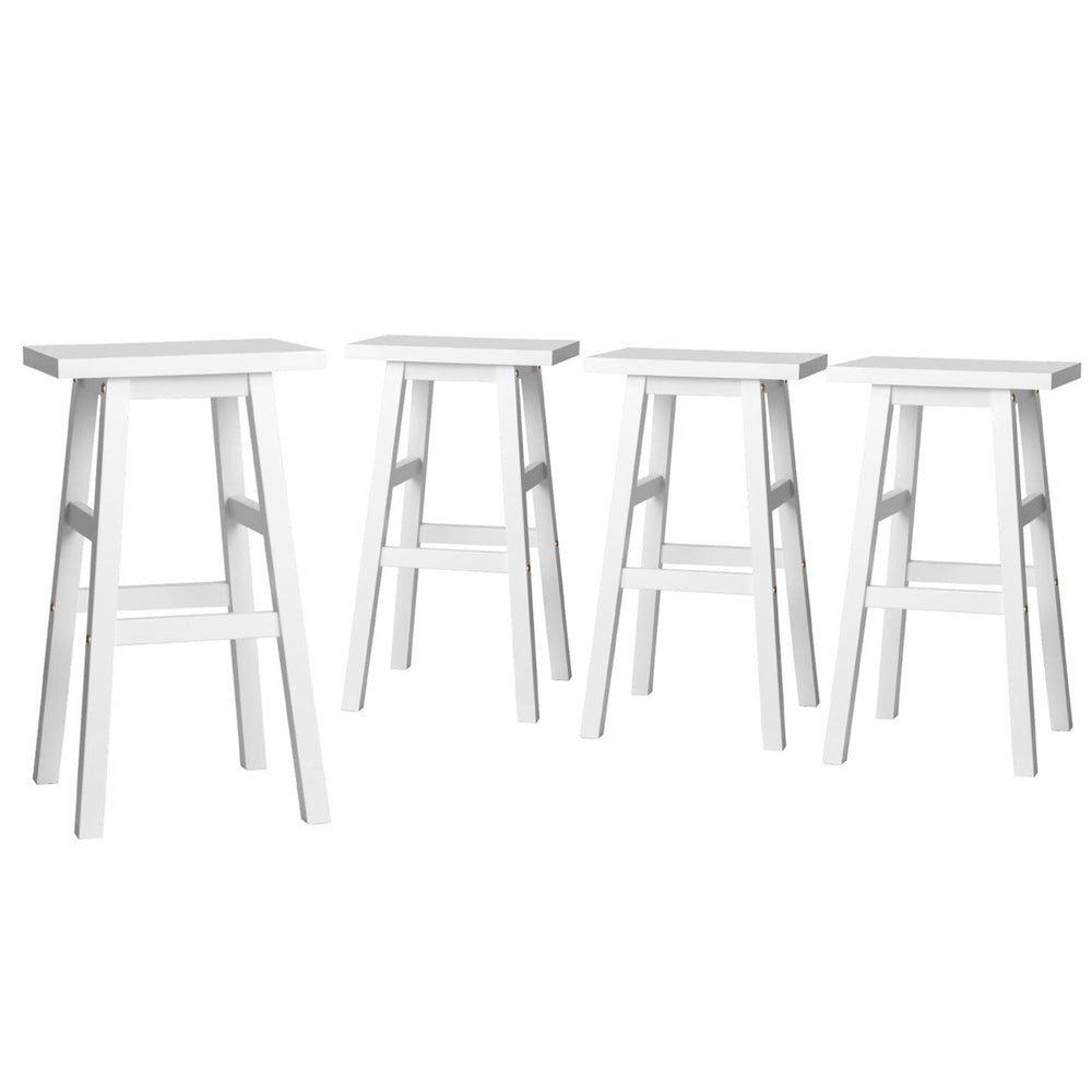 4x Bar Stools | Kitchen Chairs | Wooden | White Finish