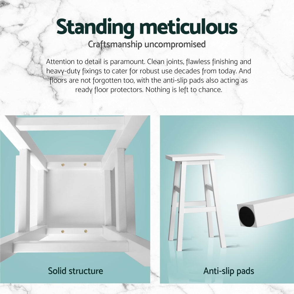 4x Bar Stools | Kitchen Chairs | Wooden | White Finish