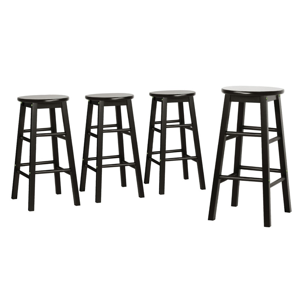 4x Bar Stools | Round Chairs | Wooden | Black Finish