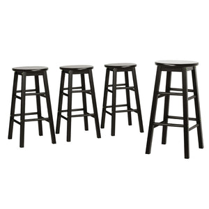 4x Bar Stools | Round Chairs | Wooden | Black Finish