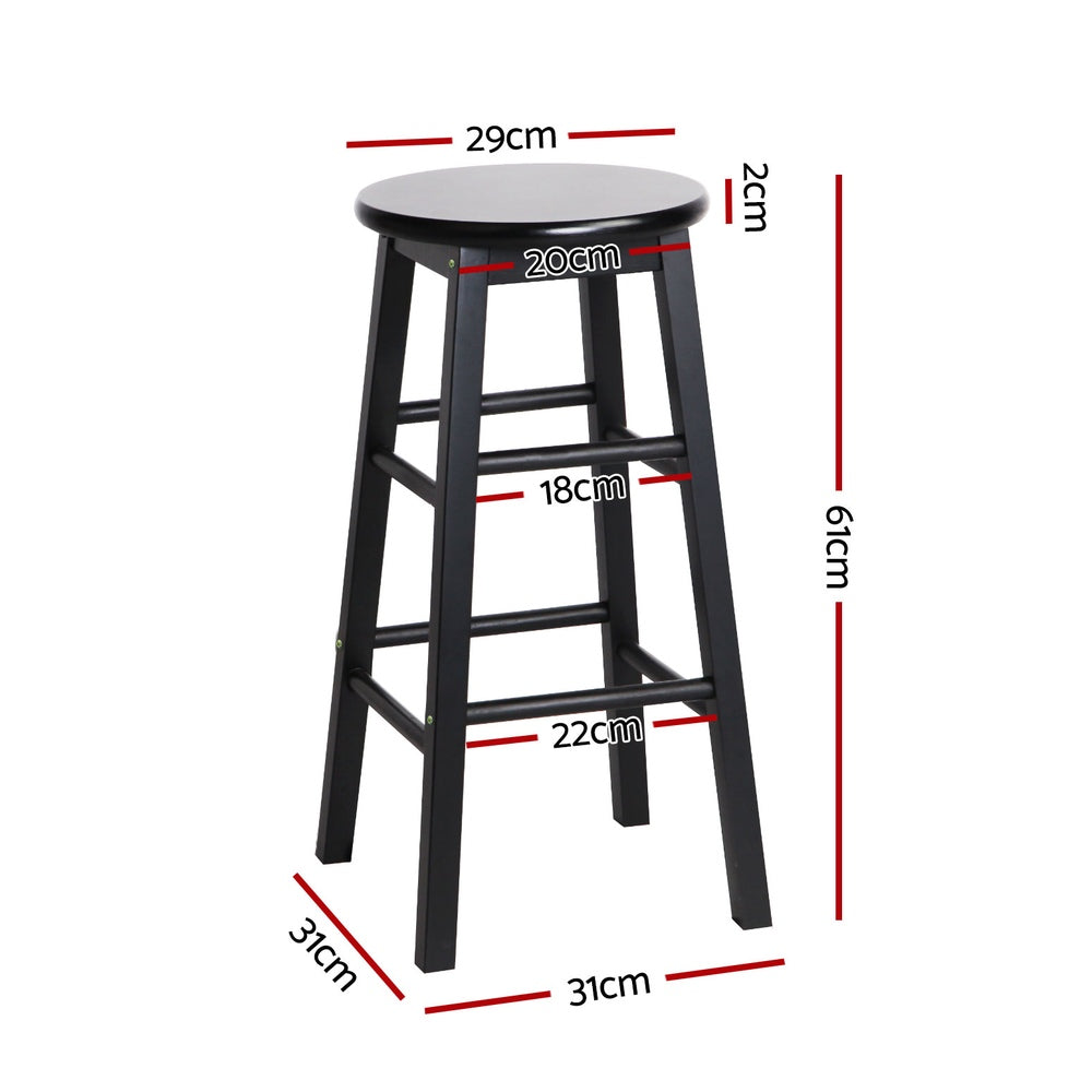 4x Bar Stools | Round Chairs | Wooden | Black Finish