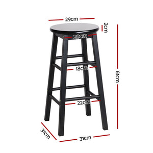 4x Bar Stools | Round Chairs | Wooden | Black Finish
