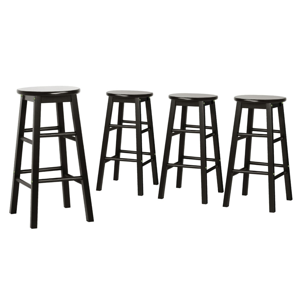 4x Bar Stools | Round Chairs | Wooden | Black Finish