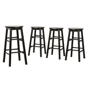 4x Bar Stools | Round Chairs | Wooden | Black Finish