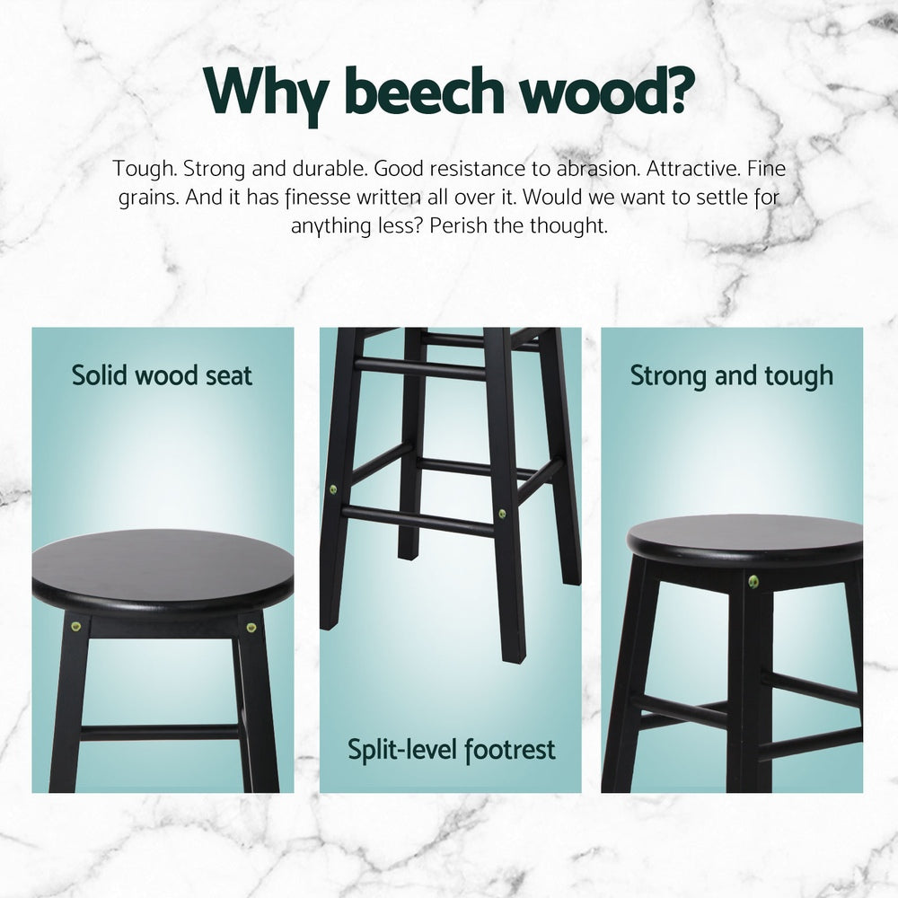 4x Bar Stools | Round Chairs | Wooden | Black Finish