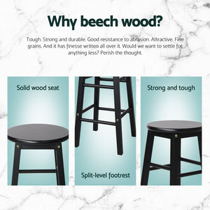 4x Bar Stools | Round Chairs | Wooden | Black Finish