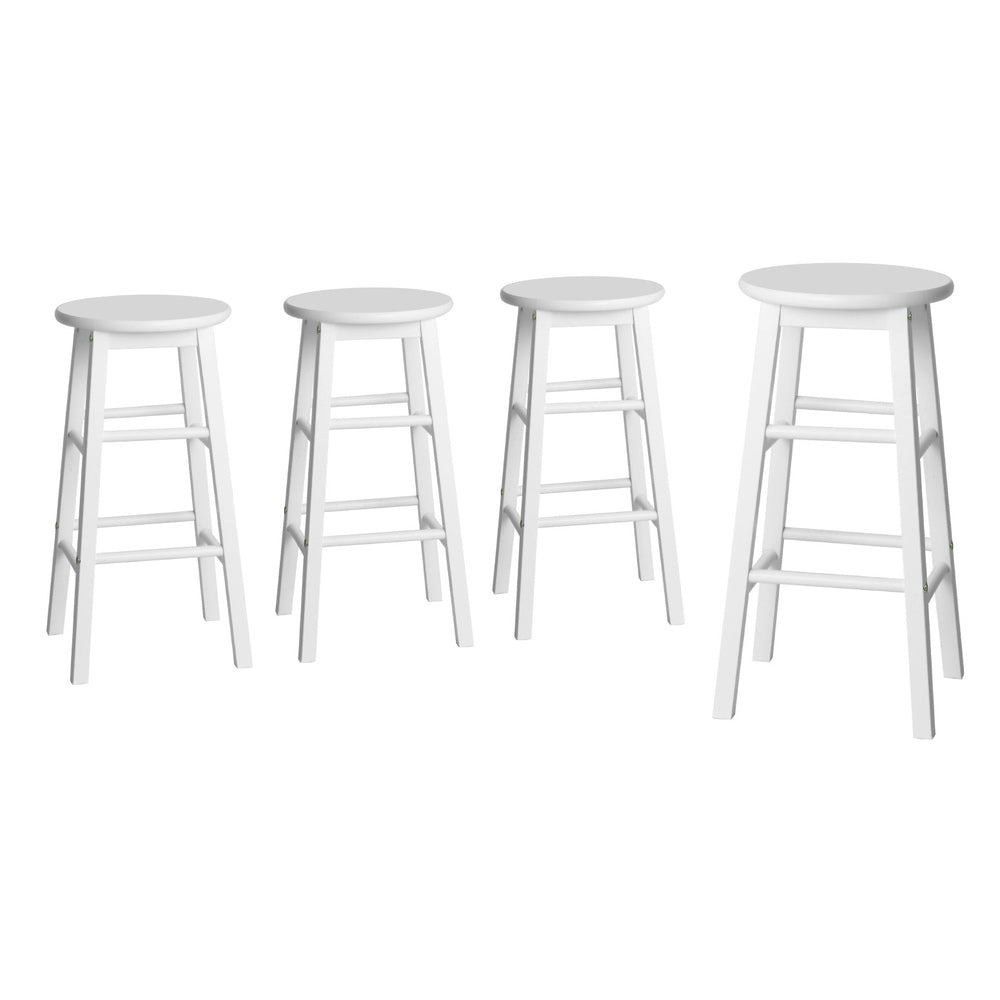 4x Bar Stools | Round Chairs | Wooden | White Finish
