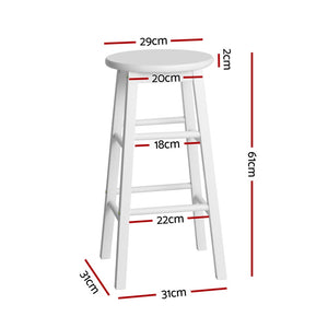 4x Bar Stools | Round Chairs | Wooden | White Finish