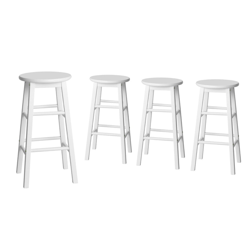 4x Bar Stools | Round Chairs | Wooden | White Finish