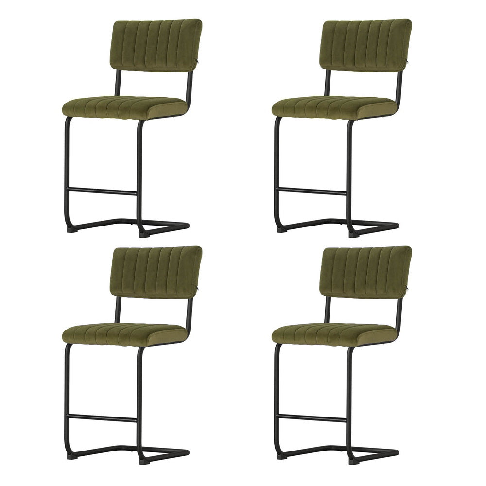 4x Bar Stools | Velvet Chairs | Green Upholstery