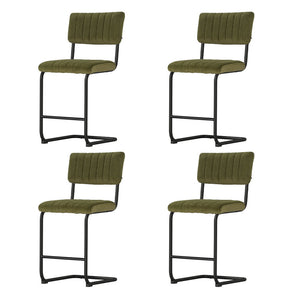 4x Bar Stools | Velvet Chairs | Green Upholstery