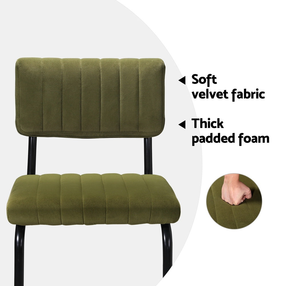 4x Bar Stools | Velvet Chairs | Green Upholstery