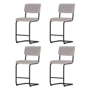 4x Bar Stools | Velvet Chairs | Grey Upholstery