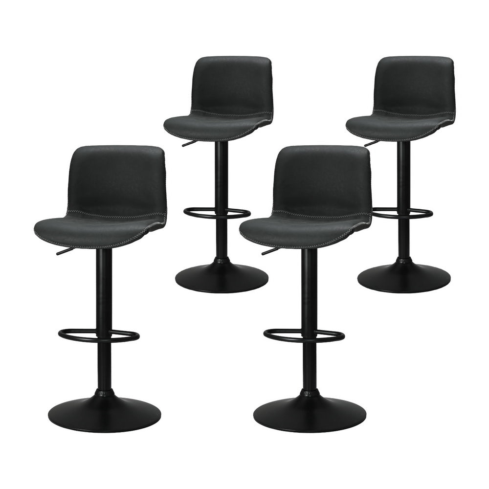 4x Bar Stools | Kitchen Swivel | Gas Lift Chairs | Black