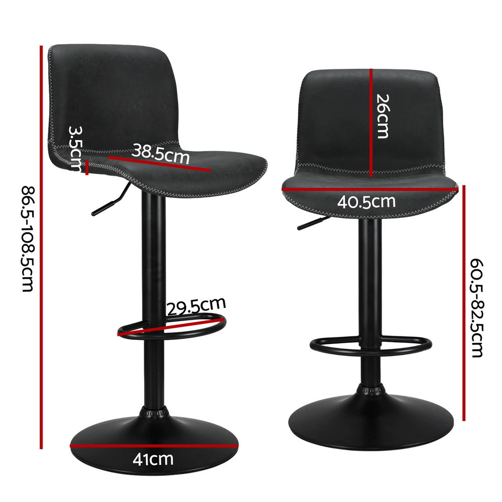 4x Bar Stools | Kitchen Swivel | Gas Lift Chairs | Black