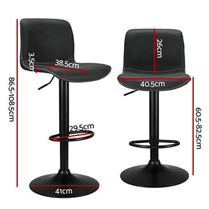 4x Bar Stools | Kitchen Swivel | Gas Lift Chairs | Black