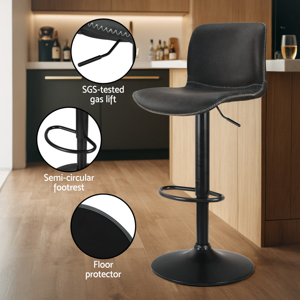 4x Bar Stools | Kitchen Swivel | Gas Lift Chairs | Black