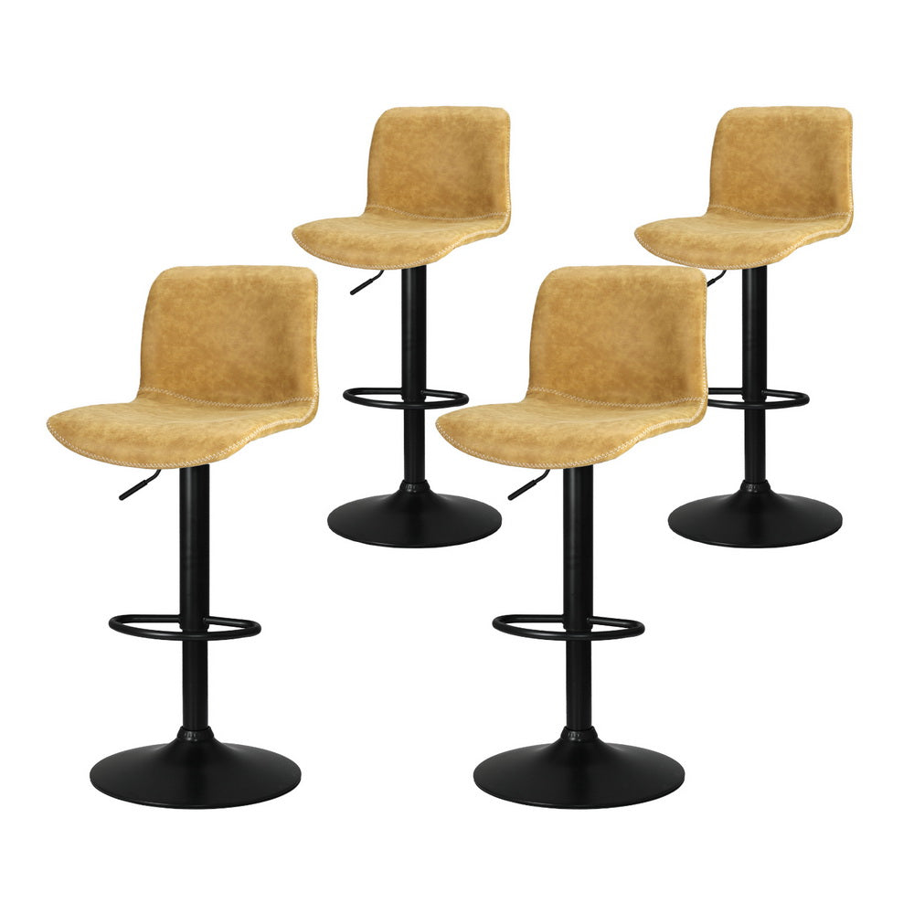 4x Bar Stools | Kitchen Swivel | Gas Lift Chairs | Brown
