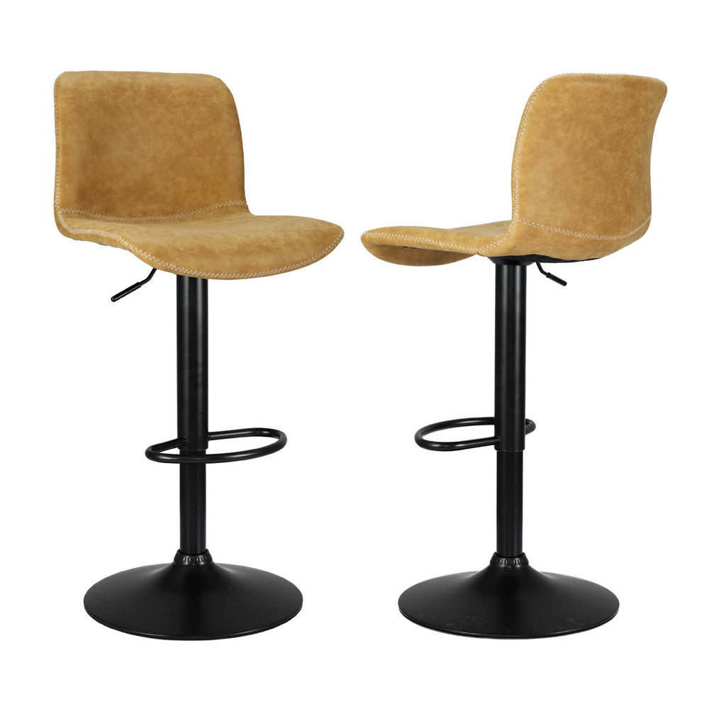 4x Bar Stools | Kitchen Swivel | Gas Lift Chairs | Brown