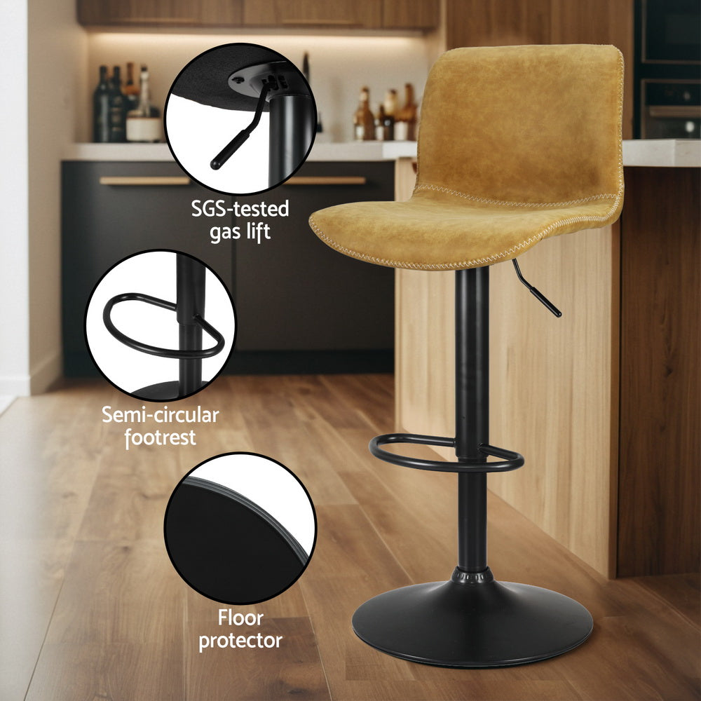 4x Bar Stools | Kitchen Swivel | Gas Lift Chairs | Brown
