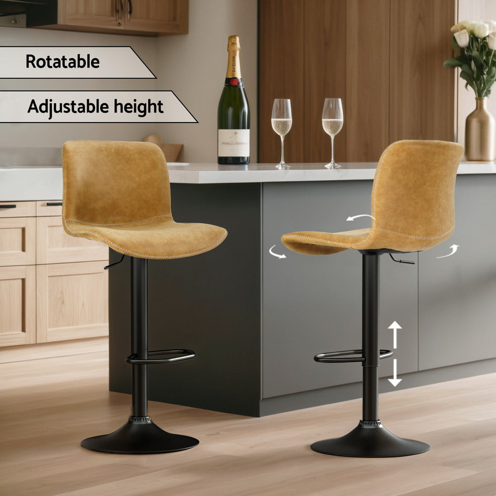 4x Bar Stools | Kitchen Swivel | Gas Lift Chairs | Brown