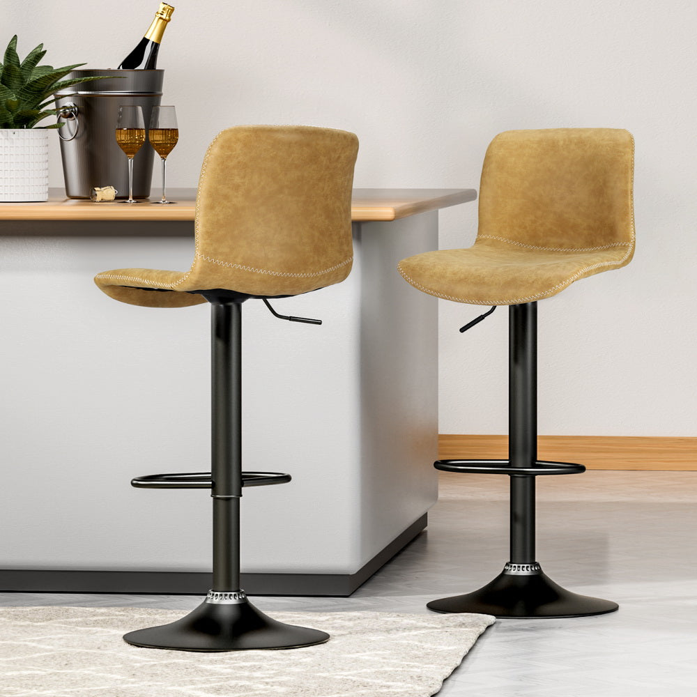 4x Bar Stools | Kitchen Swivel | Gas Lift Chairs | Brown