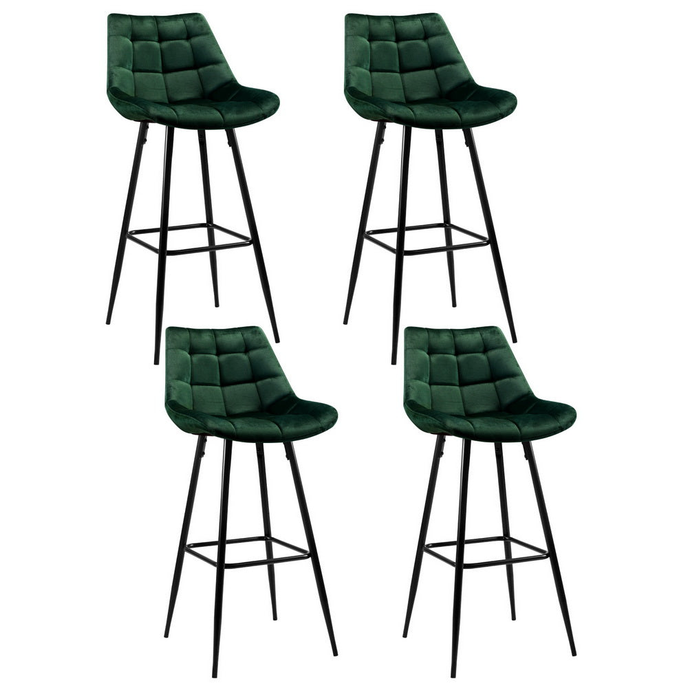 4x Bar Stools | Velvet Chairs | Green Upholstery