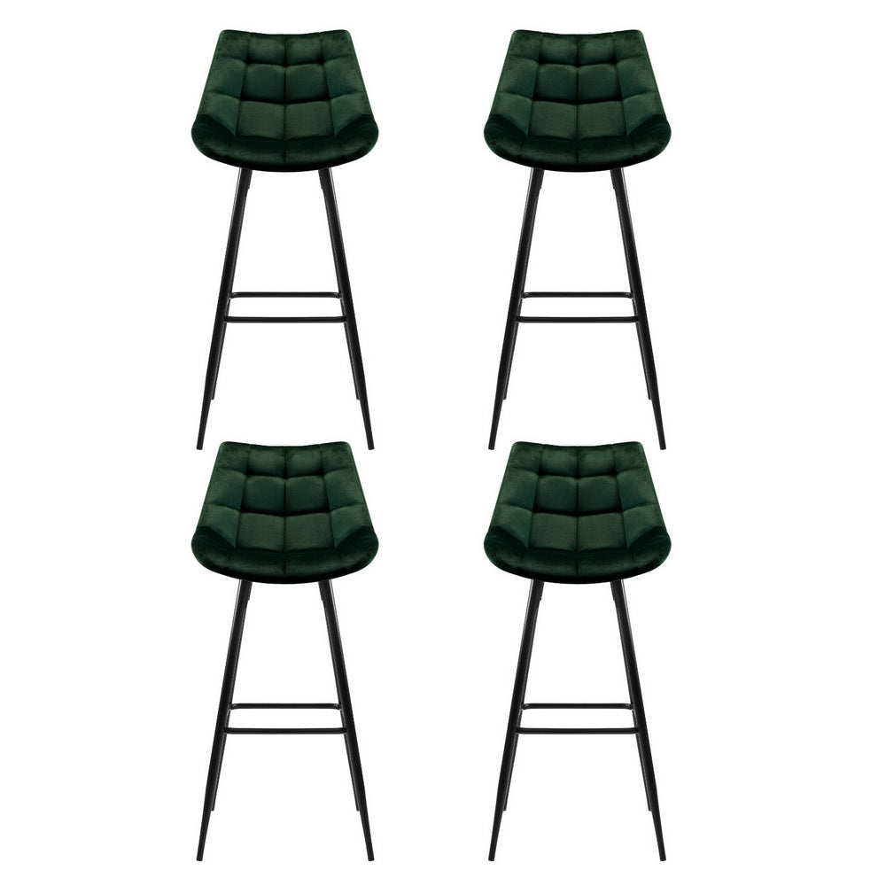 4x Bar Stools | Velvet Chairs | Green Upholstery