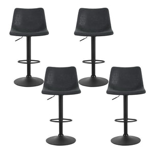 4x Bar Stools | Vintage Leather | Swivel | Gas Lift | Black