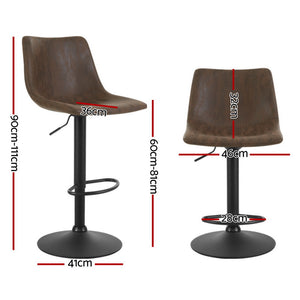 4x Bar Stools | Vintage Leather | Swivel | Gas Lift | Brown